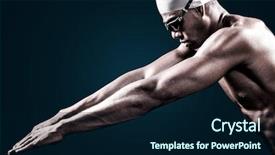  Presentation with swimmer - Audience pleasing PPT theme consisting of swimmer ready to dive backdrop and a navy blue colored foreground