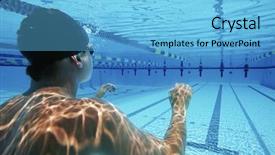  Presentation with rear view of bodyguard - Slides with swimmer ready to swim underwater background and a light blue colored foreground