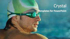 Presentation with health - Colorful slides enhanced with swimmer recreating on olimpic pool backdrop and a teal colored foreground