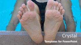  Presentation with swimmer - PPT theme consisting of swimmer resting during practice pruned feet background and a gray colored foreground