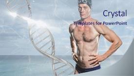 Presentation with dna bacteria - Cool new PPT layouts with swimmer with silver dna backdrop and a lemonade colored foreground