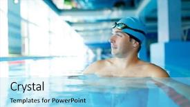  Presentation with water sports - Slide deck enhanced with swimmers - image of sports swimmer standing background and a arctic colored foreground