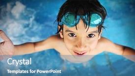  Presentation with hungry children poor - Slides featuring swimming activities for happy children background and a  colored foreground