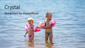  Presentation with sea water - PPT theme featuring  background and a  colored foreground