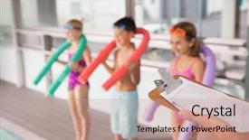  Presentation with coaching - Cool new presentation theme with swimming coach holding clipboard poolside backdrop and a  colored foreground