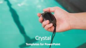  Presentation with coach chalk - Slides with swimming coach holding stopwatch poolside background and a teal colored foreground