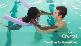  Presentation with wild learning - Beautiful PPT theme featuring swimming coaching - cute little girl learning backdrop and a  colored foreground