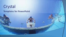  Presentation with low angle view of hockey - Slide deck with swimming competition - low angle view of female background and a light blue colored foreground