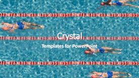  Presentation with champion - Slides consisting of swimming competition with one champion background and a teal colored foreground