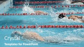  Presentation with swimming - Beautiful theme featuring swimming competition backdrop and a light blue colored foreground