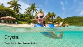  Presentation with underwater - Slide deck with swimming in a tropical ocean background and a mint green colored foreground