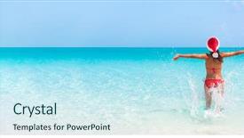  Presentation with tropical christmas - Presentation design enhanced with swimming in blue ocean water background and a cool aqua colored foreground