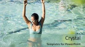  Presentation with clear - Cool new slide set with swimming in cristal clear watter backdrop and a mint green colored foreground