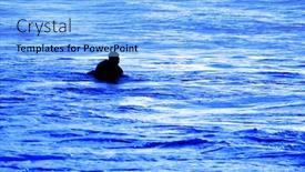  Presentation with ocean waves - Presentation theme enhanced with swimming in ocean surf and waves for recreation background and a light blue colored foreground