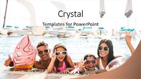  Presentation with family children - Colorful theme enhanced with swimming in pool with rubber backdrop and a white colored foreground