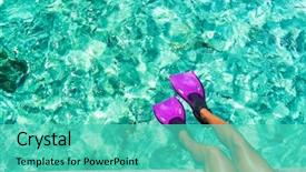  Presentation with tropical holiday - Cool new theme with swimming in turquoise blue ocean backdrop and a teal colored foreground