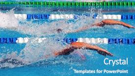  Presentation with blue water - Beautiful presentation theme featuring swimming in waterpool with blue backdrop and a teal colored foreground