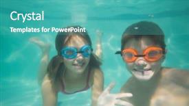  Presentation with underwater - Cool new slides with swimming lesson - cute kids posing underwater backdrop and a  colored foreground