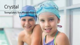  Presentation with siblings - Slides enhanced with swimming lesson - cute little siblings sitting poolside background and a  colored foreground