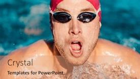  Presentation with stroke - PPT theme enhanced with swimming-male-swimmer-swimming-breaststroke background and a  colored foreground