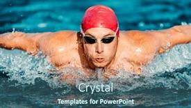  Presentation with professional training - Presentation theme consisting of swimming-man-male-swimmer-athlete background and a ocean colored foreground