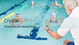  Presentation with swimming pool - PPT layouts enhanced with swimming pool - swimmer training competition background and a  colored foreground