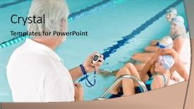  Presentation with safety training poor housekeeping - Beautiful slides featuring swimming pool - swimmer training competition backdrop and a  colored foreground