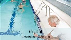  Presentation with swimming pool - Beautiful presentation theme featuring swimming pool - swimmer training competition backdrop and a  colored foreground