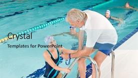  Presentation with safety training poor housekeeping - Presentation theme having swimming pool - swimmer training competition background and a  colored foreground