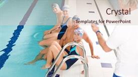  Presentation with swimming pool - PPT theme having swimming pool - swimmer training competition background and a lemonade colored foreground
