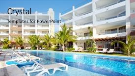  Presentation with swimming pool - Audience pleasing PPT theme consisting of swimming pool at caribbean resort backdrop and a light blue colored foreground