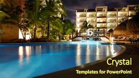  Presentation with health tourism - Colorful slide deck enhanced with swimming pool at caribbean resort backdrop and a wine colored foreground