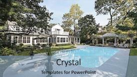  Presentation with swimming pool - PPT theme featuring swimming pool at luxury home background and a light blue colored foreground