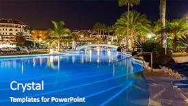  Presentation with swimming pool - Presentation theme with swimming pool at night - vacation background and a teal colored foreground