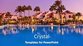  Presentation with swimming pool - PPT theme enhanced with swimming-pool-at-sunset-vacation background and a teal colored foreground