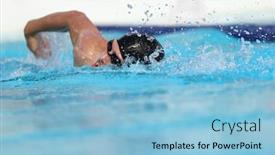  Presentation with blue professional - PPT theme with swimming-pool-athlete-training-indoors background and a light blue colored foreground