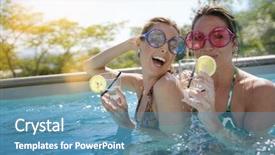  Presentation with bachelor - Slide deck enhanced with swimming-pool bachelor party background and a teal colored foreground