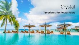  Presentation with swimming pool - Cool new presentation theme with swimming pool bar in tropical backdrop and a light blue colored foreground