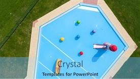  Presentation with water sports - Cool new presentation theme with swimming-pool-from-above-top backdrop and a light blue colored foreground