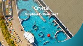  Presentation with swimming pool - Cool new slide deck with swimming-pool-from-above-top backdrop and a coral colored foreground