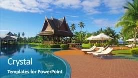  Presentation with swimming pool - Slide deck featuring swimming pool in hotel thailand background and a ocean colored foreground