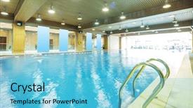 Presentation with swimming pool - Presentation theme with swimming pool in modern gym background and a  colored foreground