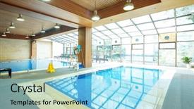  Presentation with swimming pool - Presentation consisting of swimming pool in modern gym background and a  colored foreground