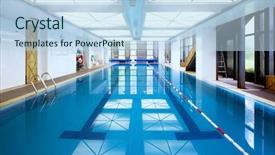  Presentation with swimming pool - Slide set enhanced with swimming pool in modern gym background and a  colored foreground