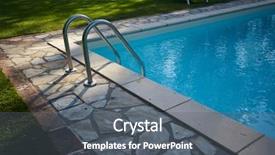  Presentation with organic garden supply store - Beautiful slide deck featuring swimming pool in residence garden backdrop and a gray colored foreground