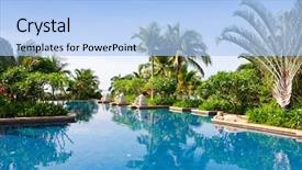  Presentation with 25 may 2016 hotel swimming - Theme consisting of swimming pool in summer garden background and a light blue colored foreground