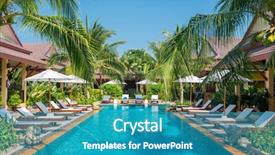  Presentation with swimming pool - Slide deck with swimming pool in tropical resort background and a teal colored foreground