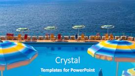  Presentation with swimming pool - Presentation with swimming-pool-near-sea background and a teal colored foreground