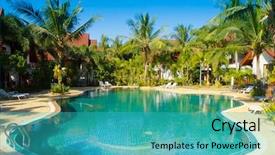  Presentation with fancy - Cool new presentation design with swimming pool party - holiday lifestyle fancy hotel backdrop and a teal colored foreground