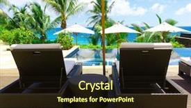  Presentation with luxury hotel - Colorful PPT theme enhanced with swimming pool party - luxury palms hotel backdrop and a wine colored foreground